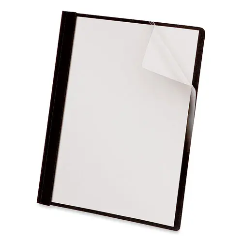 Universal® Clear Front Report Cover, Prong Fastener, 0.5" Capacity, 8.5 x 11, Clear/Black, 25/Box