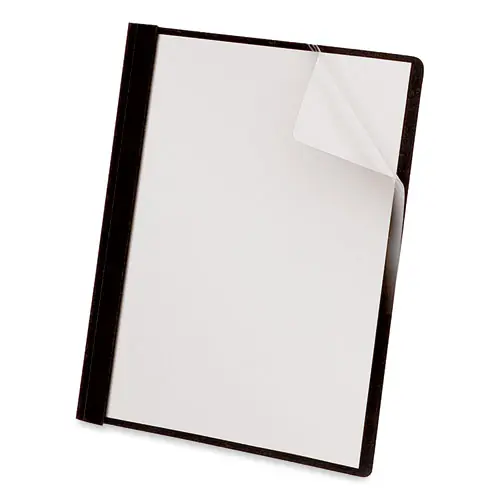 Universal® Clear Front Report Cover with Fasteners, Three-Prong Fastener, 0.5" Capacity, 8.5 x 11, Clear/Black