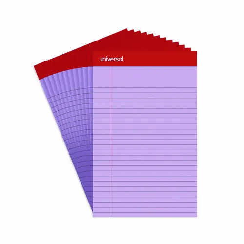 Universal® Colored Perforated Ruled Writing Pads, Narrow Rule, Orchid, 5 x 8, 50 Sheets/Pad, Dozen