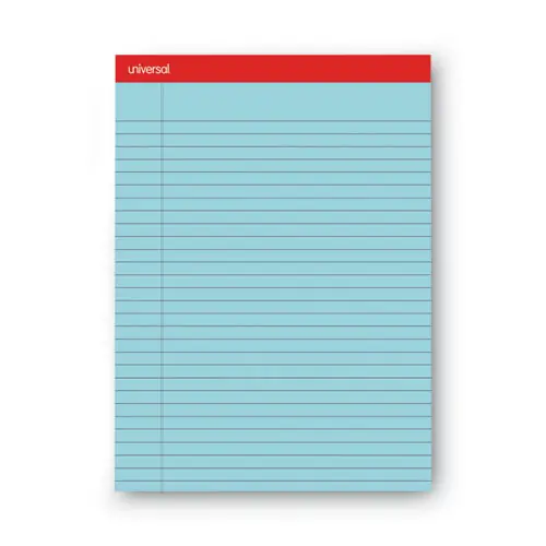 Universal® Colored Perforated Ruled Writing Pads, Wide/Legal Rule, 50 Blue 8.5 x 11 Sheets, Dozen