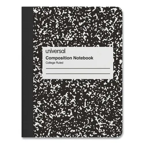 Universal® Composition Book, Medium/College Rule, Black Marble Cover, 100 Sheets, 9.75 x 7.5 inches