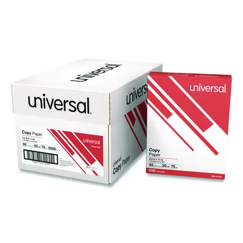 Universal® Copy Paper, 92 Bright, 20 lb Bond Weight, 8.5 x 11, White - 500 Sheets per Ream, 10 Reams per Carton