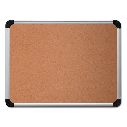 Universal® Cork Board with Aluminum Frame, 36" x 24", Tan Surface, Satin Aluminum Frame
