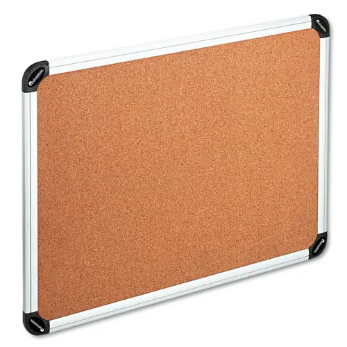 Universal® Cork Board with Aluminum Frame, 48" x 36", Tan Surface, Satin Aluminum Frame
