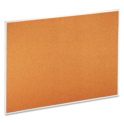 Universal® Cork Bulletin Board, 48" x 36", Tan Surface, Satin Aluminum Frame