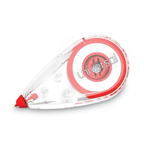 Universal® Correction Tape, Mini Economy, Non-Refillable, Clear/Red Applicator, 0.25" x 275", 10/Pack