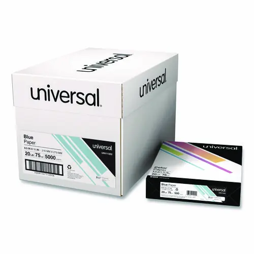 Universal® Deluxe Colored Paper, Blue, 500 Sheets/Ream, 10 Reams/Carton