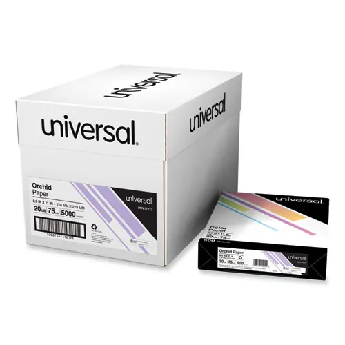 Universal® Deluxe Colored Paper, 20 lb Bond Weight, 8.5 x 11, Orchid, 500 Sheets/Ream, 10 Reams/Carton