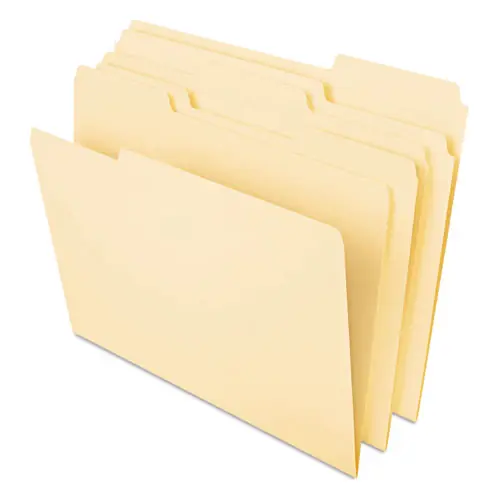 Universal® Deluxe Heavyweight File Folders, 1/3-Cut Tabs, Legal Size, 0.75" Expansion, Manila, 50/Pack
