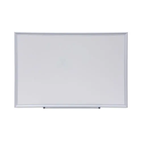 Universal® Deluxe Melamine Dry Erase Board, 36" x 24", White Surface, Satin Aluminum Frame
