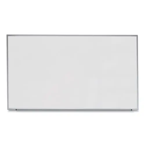 Universal® Deluxe Melamine Dry Erase Board, 72" x 48", White Surface, Anodized Aluminum Frame