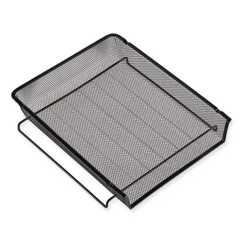 Universal® Deluxe Mesh Stacking Side Load Tray, Legal Size, Black