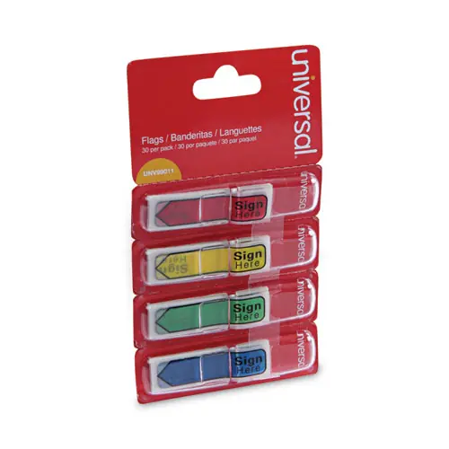 Universal® Deluxe Message Arrow Flags, "Sign Here", Assorted Colors, 120/Pack