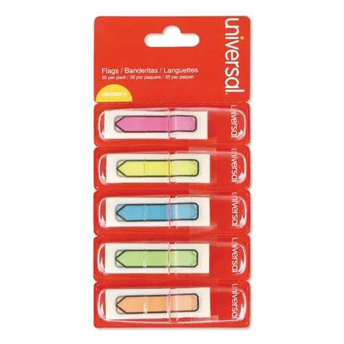 Universal® Deluxe Pop-Up Page Flags, Five Assorted Colors, 35 Flags per Dispenser, 5 Dispensers per Pack