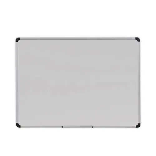 Universal® Deluxe Porcelain Magnetic Dry Erase Board, 48" x 36", White Surface, Silver/Black Aluminum Frame