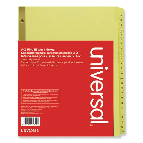 Universal® Deluxe Preprinted Plastic Coated Tab Dividers with Black Printing