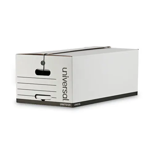 Universal® Deluxe Quick Set-up String-and-Button Boxes, Legal Files, White, 12/Carton