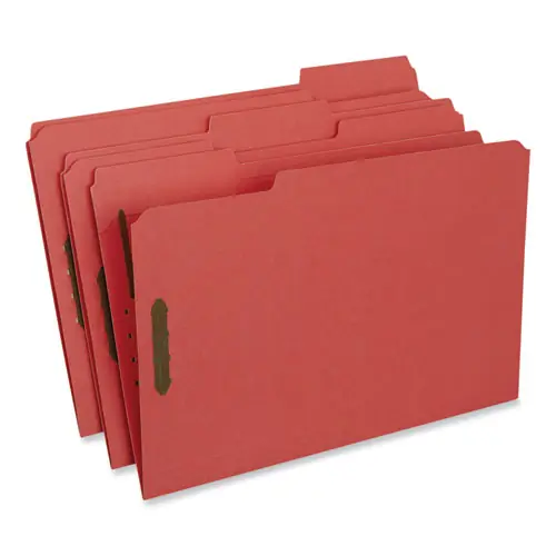 Universal® Deluxe Reinforced Top Tab Fastener Folders, Legal Size, Red, 50/Box