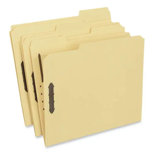 Universal® Deluxe Reinforced Top Tab Fastener Folders, Letter Size, Yellow, 50/Box