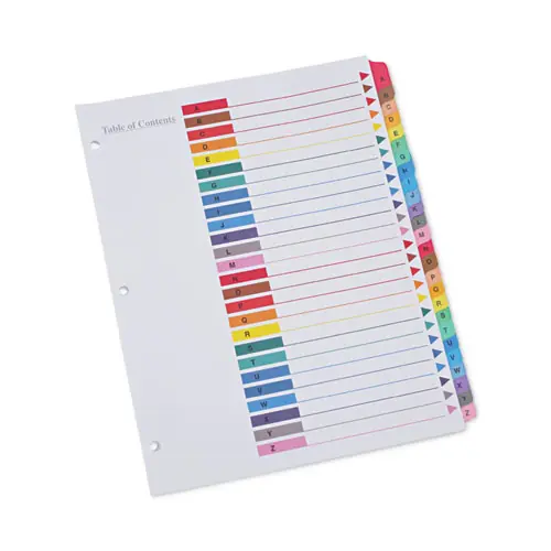 Universal® Deluxe Table of Contents Dividers for Printers, 26-Tab, A to Z, 11 x 8.5, White