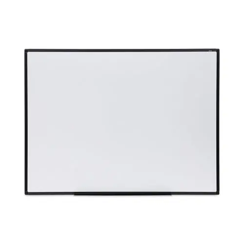 Universal® Design Series Deluxe Dry Erase Board, White Surface, Black Anodized Aluminum Frame, 48" x 36"