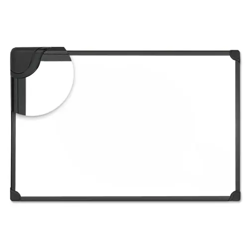 Universal® Design Series Deluxe Magnetic Steel Dry Erase Marker Board, 24" x 18", White Surface, Black Aluminum/Plastic Frame