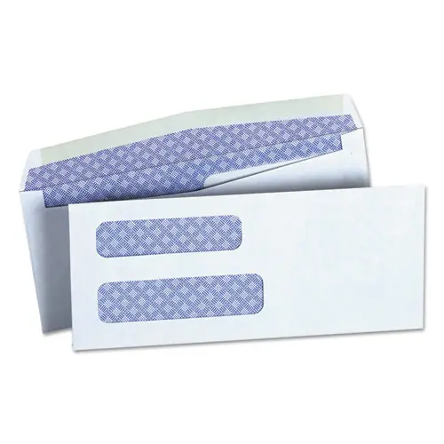 Universal® Double Window Business Envelope, #8 5/8, Commercial Flap, Gummed Closure, 3.63 x 8.63, White, 500/Box