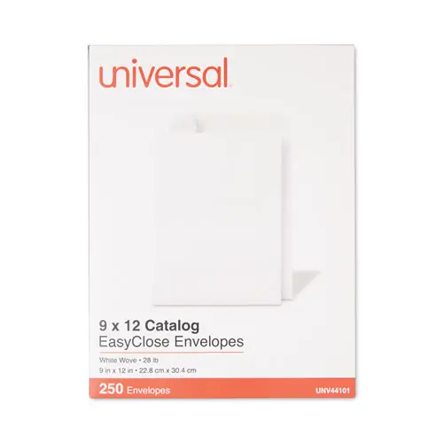 Universal® EasyClose Catalog Envelope, #10 1/2, Square Flap, Self-Adhesive Closure, 9 x 12, White, 250/Box