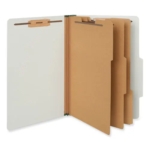 Universal® Eight-Section Pressboard Classification Folders, Legal Size, Gray, 3" Expansion, 3 Dividers, 8 Fasteners, 10/Box