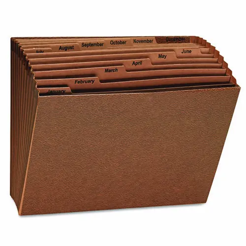 Universal® Expanding Files, 12 Sections, 1/12-Cut Tabs, Letter Size, Redrope