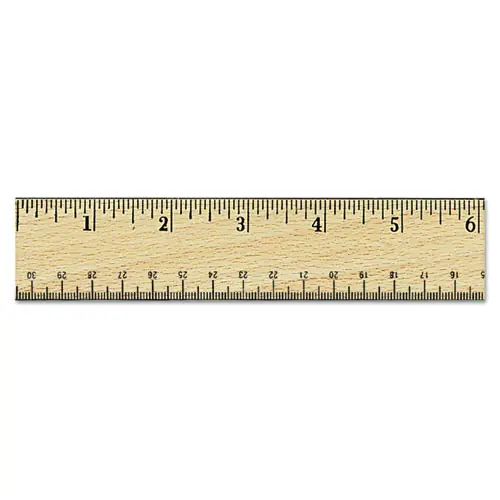 Universal® Flat Wood Ruler w/Double Metal Edge, Standard, 12" Long, Clear Lacquer Finish