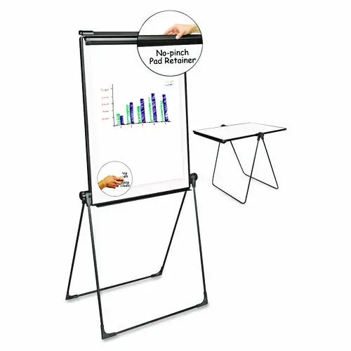 Universal® Foldable Double-Sided Dry Erase Easel, White Surface, Black Plastic Frame