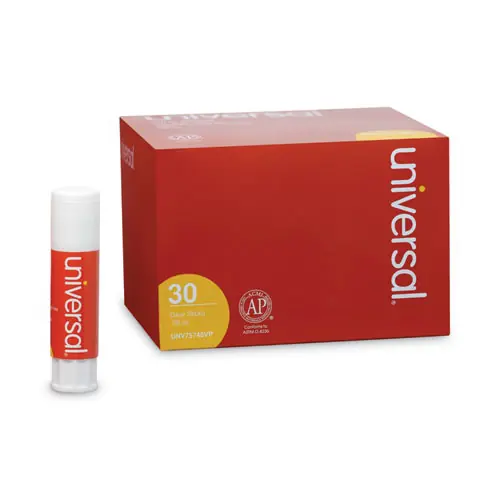 Universal® Glue Stick Value Pack, 0.28 oz, Applies and Dries Clear, 30/Pack