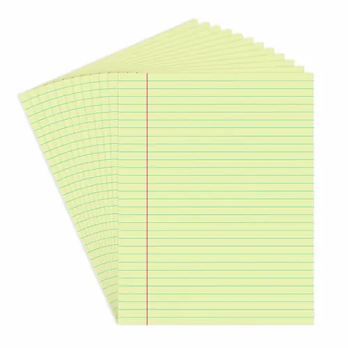 Universal® Glue Top Pads, Wide/Legal Rule, 50 Sheets, Canary-Yellow, 8.5 x 11, Dozen