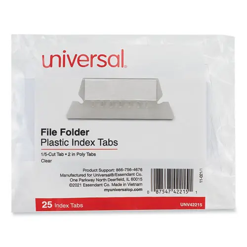 Universal® Hanging File Folder Plastic Index Tabs