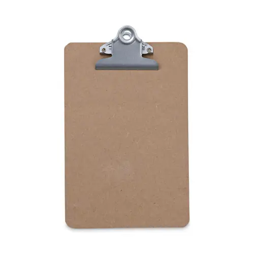 Universal® Hardboard Clipboard, 0.75" Clip Capacity, Holds 5 x 8 Sheets, Brown, 3/Pack