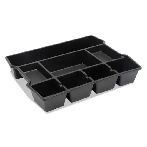 Universal® High Capacity Drawer Organizer, Eight Compartments, Plastic, Black
