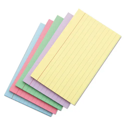 Universal® Index Cards, Ruled, 5 x 8, Assorted, 100/Pack