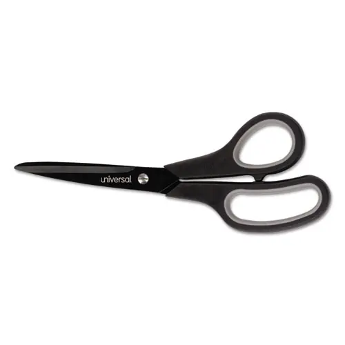 Universal® Industrial Carbon Blade Scissors, 8" Long, 3.5" Cut Length, Offset Black/Gray Handle