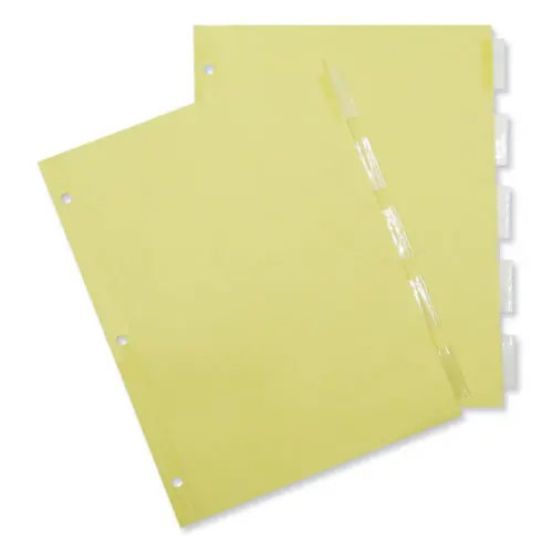 Universal® Insertable Tab Index, 5-Tab, 11 x 8.5, Buff, Clear Tabs, 24 Sets
