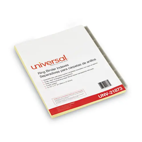 Universal® Insertable Tab Index, 8-Tab, Buff, Clear Tabs, 6 Sets