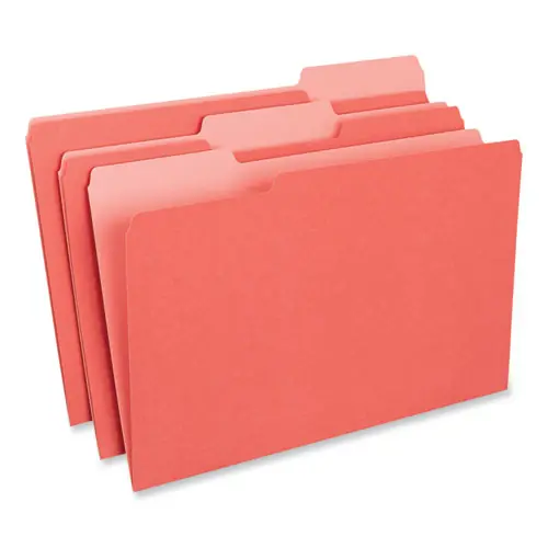 Universal® Interior File Folders, 1/3-Cut Tabs, Legal Size, 11-pt Stock, Red, 100/Box