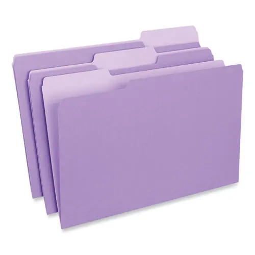 Universal® Interior File Folders, 1/3-Cut Tabs, Assorted Positions, Legal Size, 11-pt Stock, Violet, 100/Box