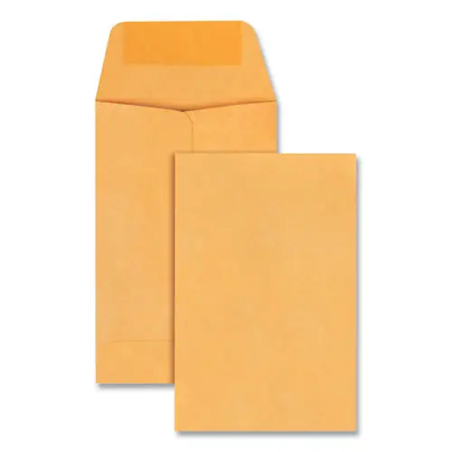 Universal® Kraft Coin Envelope, #1, Round Flap, Gummed Closure, 2.25 x 3.5, Light Brown Kraft, 250/Box