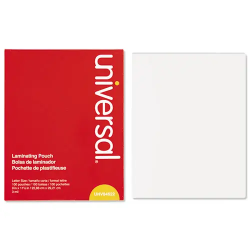 Universal® Laminating Pouches, 3 mil, 9" x 11.5", Gloss Clear, 100/Box