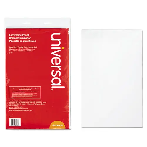 Universal® Laminating Pouches, 3 mil, 9" x 14.5", Gloss Clear, 25/Pack