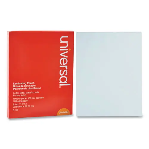 Universal® Laminating Pouches, 5 mil, 9" x 11.5", Gloss Clear, 100/Pack