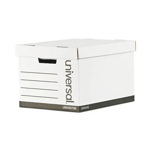 Universal® Medium-Duty Lift-Off Lid Boxes, Letter/Legal Files, White, 12/Carton