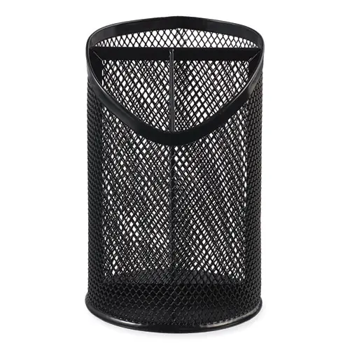 Universal® Metal Mesh 3-Compartment Pencil Cup, Black