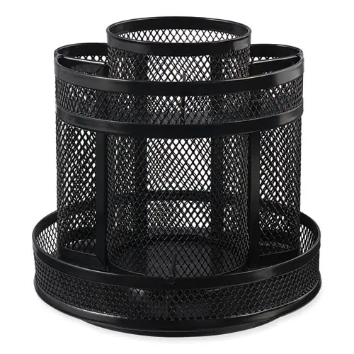 Universal® Metal Mesh Rotating Desktop Organizer, 8 Compartments, Black